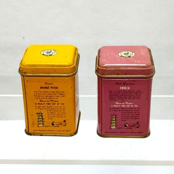 John Wagner & Sons Tea Tins Set Orange Pekoe & India Collectible Kitchen Décor - Picture 2 of 6